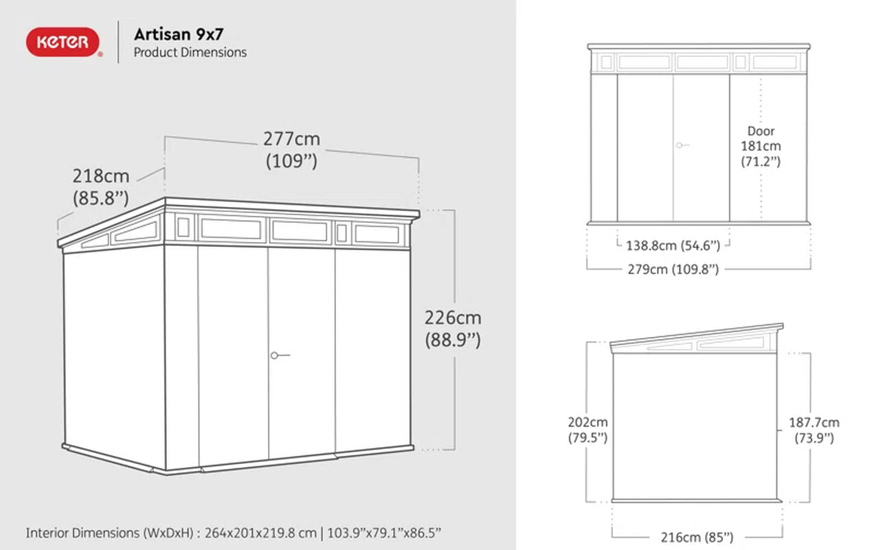 Artisan 9 Ft. W X 7 Ft. D Pent Outdoor Garden Shed