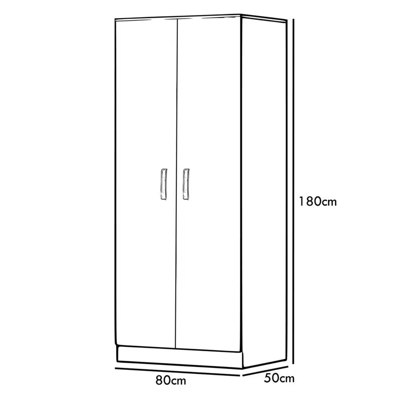 Lycinda Double Wardrobe with Two Doors - Matte Finish, Scratch-Resistant, Brushed Chrome Metal Handles