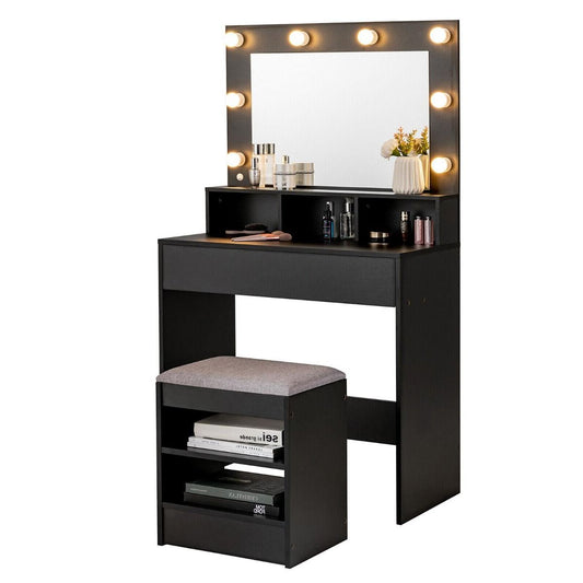 Vanity Set with LED Lighted Mirror