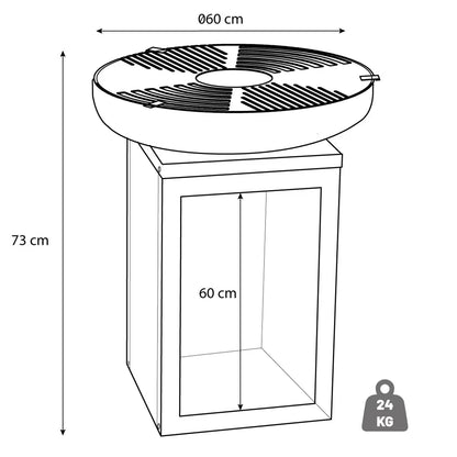 Mantanzas Wood Burning Fire Bowl with Grill and Wood Storage