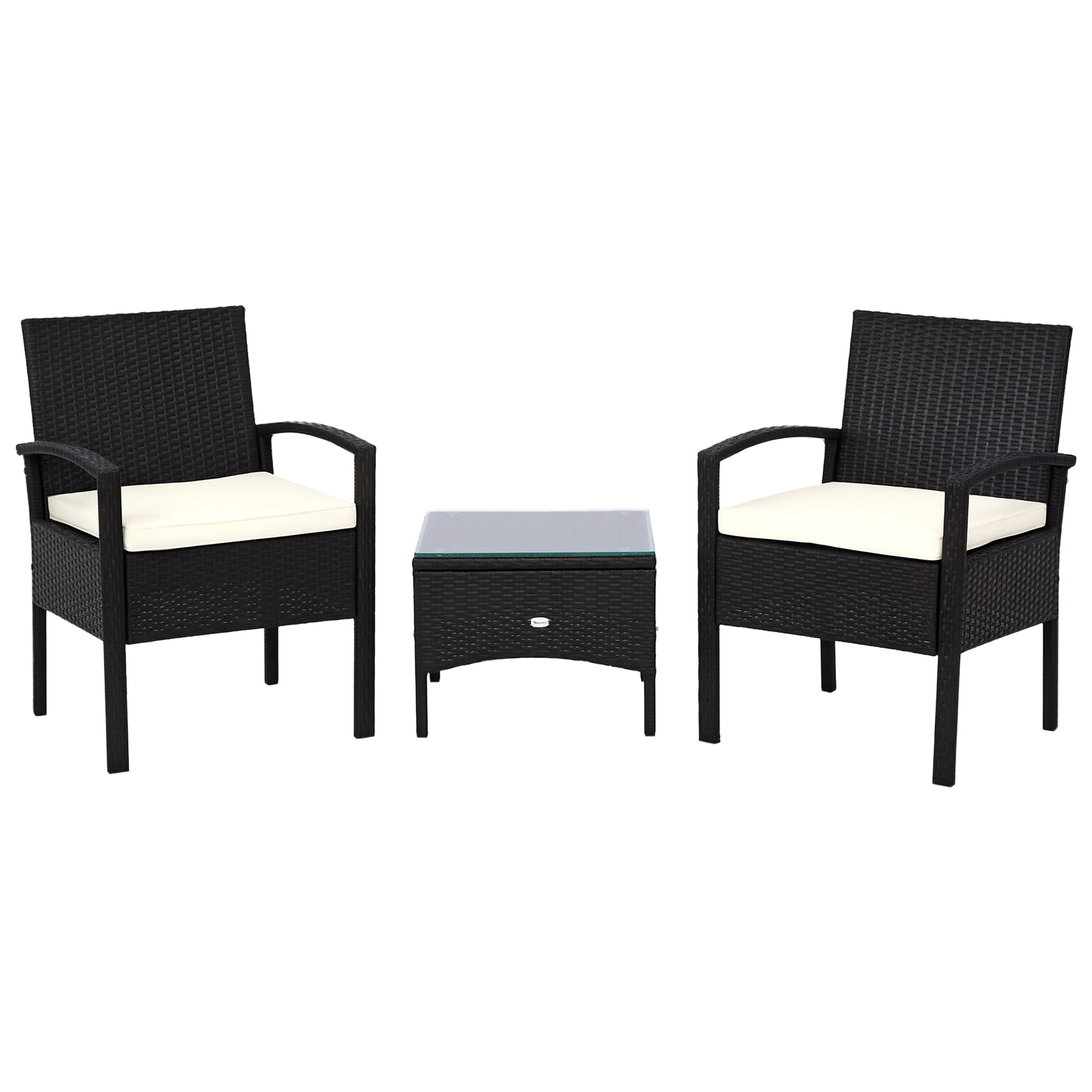 Rattan Bistro Set, 3 Pieces Garden Furniture Set with Cushions
