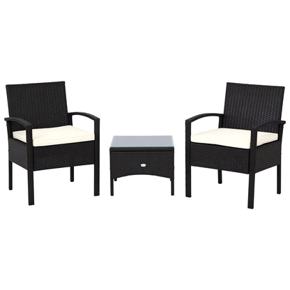 Rattan Bistro Set, 3 Pieces Garden Furniture Set with Cushions