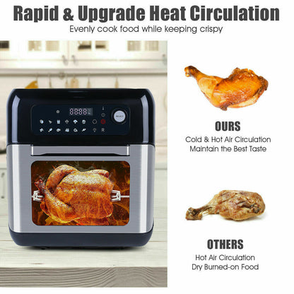 UTEN 10L 1500W Air Fryer Low Fat Healthy Cooker Oil Free Fry Oven Frying Chip XL
