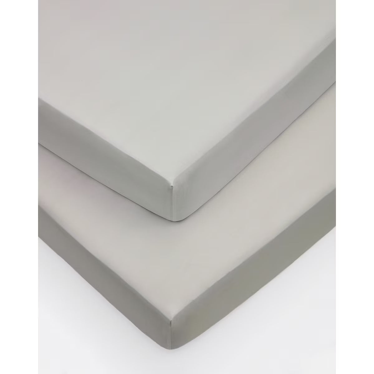 300 Thread Count Cotton Deep Fitted Sheet 2 Pack, Single in Silver Grey
