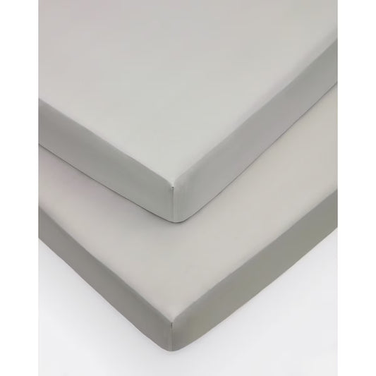 300 Thread Count Cotton Deep Fitted Sheet 2 Pack, Single in Silver Grey