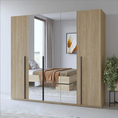 Mathyus 5-Door Self-Assembly Manufactured Wood Wardrobe