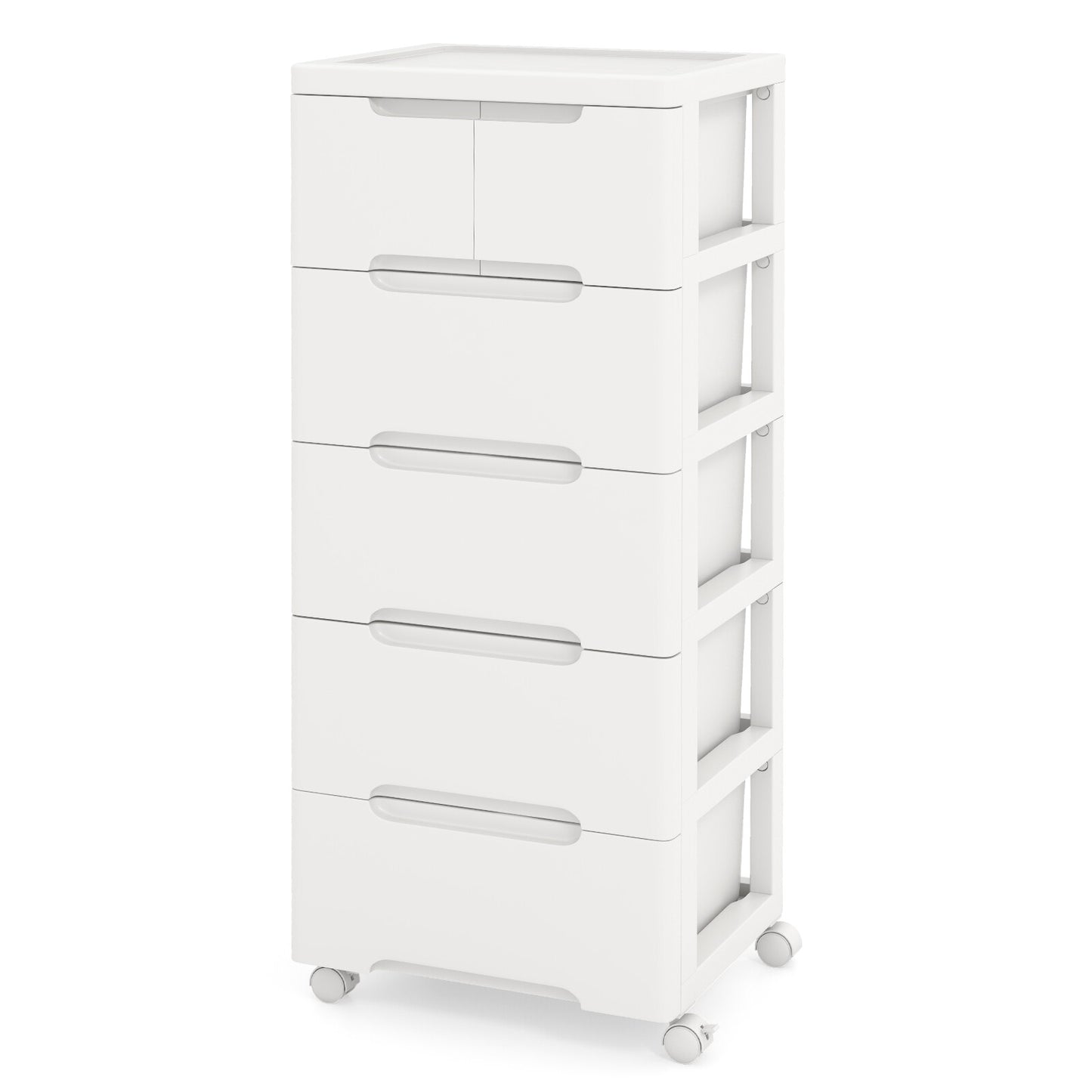 COSTWAY Rolling Storage Cabinet Vertical Storage Unit with 6 Drawers