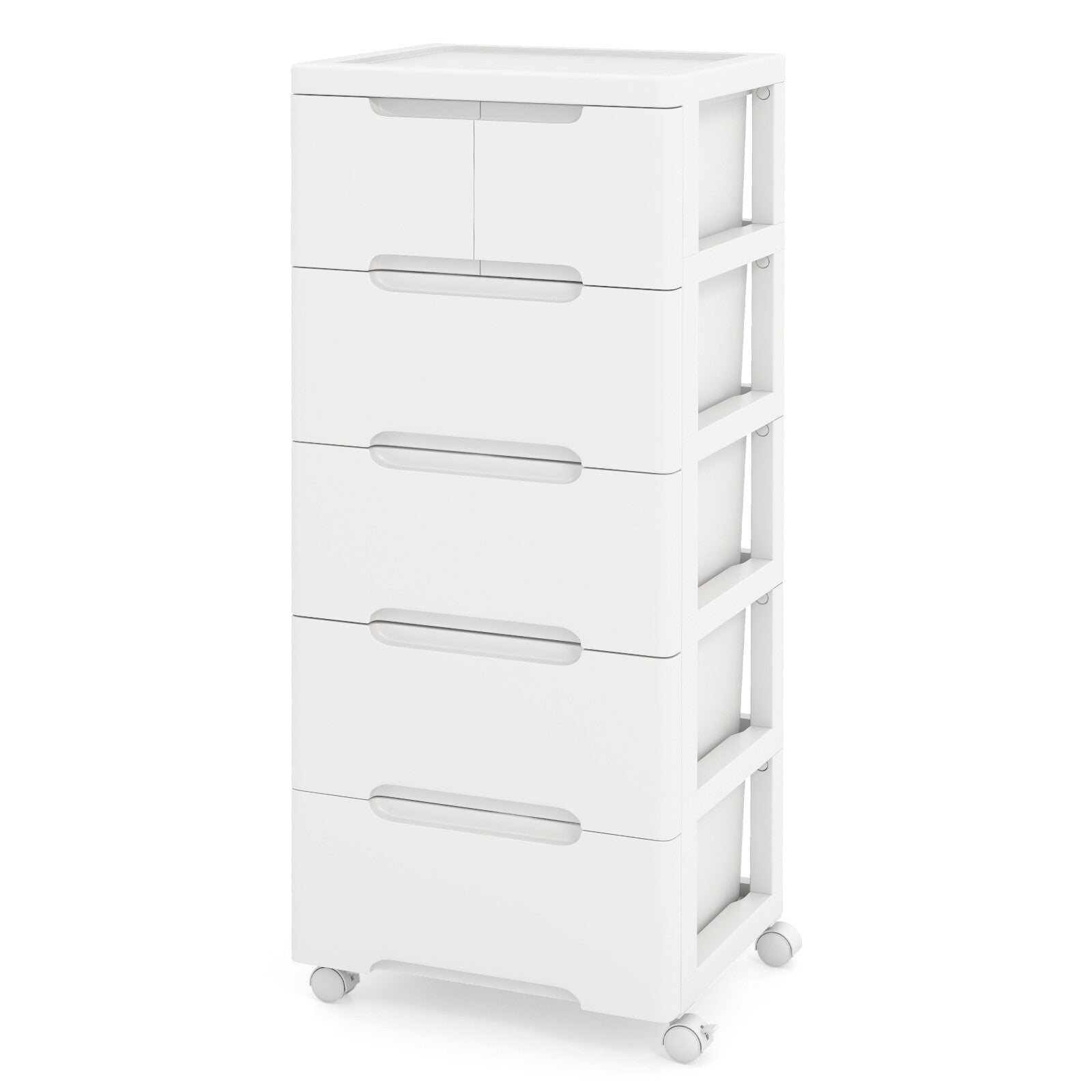 COSTWAY Rolling Storage Cabinet Vertical Storage Unit with 6 Drawers