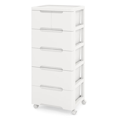 COSTWAY Rolling Storage Cabinet Vertical Storage Unit with 6 Drawers