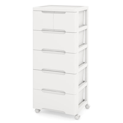 COSTWAY Rolling Storage Cabinet Vertical Storage Unit with 6 Drawers