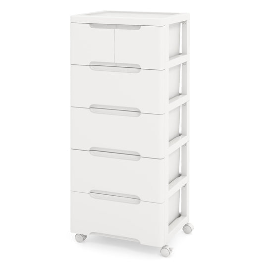 COSTWAY Rolling Storage Cabinet Vertical Storage Unit with 6 Drawers