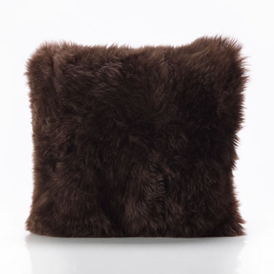 Single Sided Sheepskin Cushion, 35 X 35Cm in Brown
