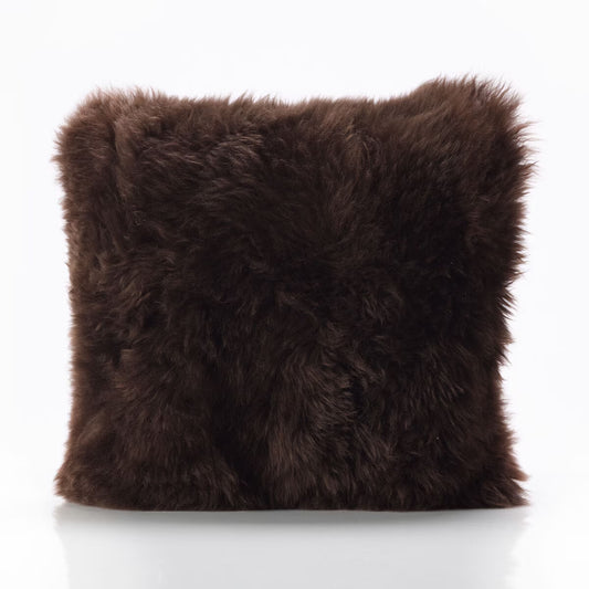 Single Sided Sheepskin Cushion, 35 X 35Cm in Brown