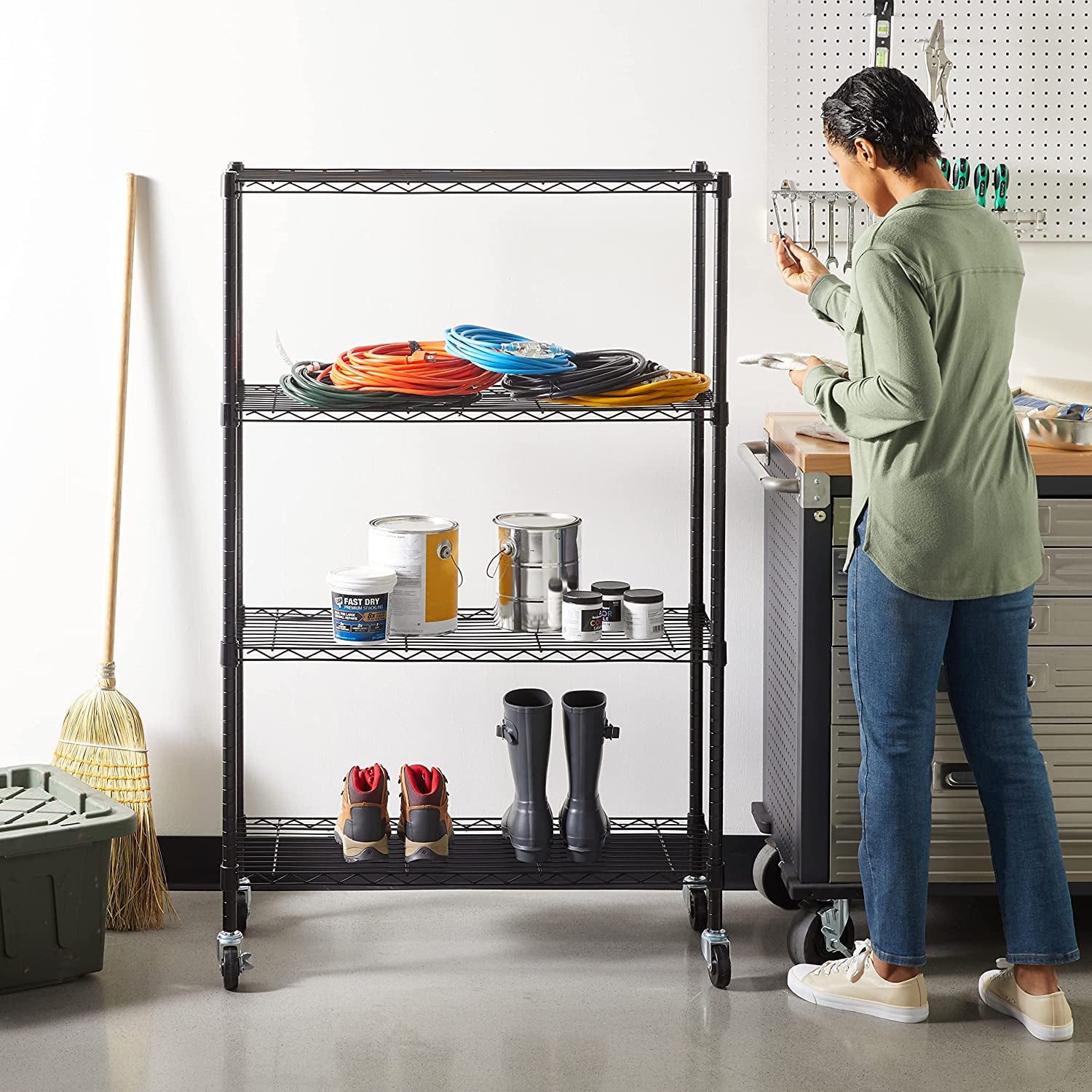 4-Shelf Storage Unit with Height Adjustable Shelves