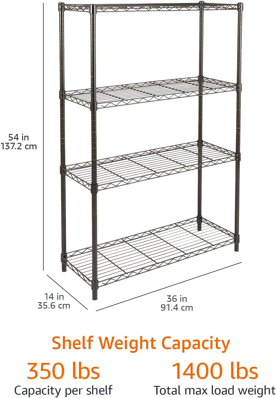 4-Shelf Storage Unit with Height Adjustable Shelves