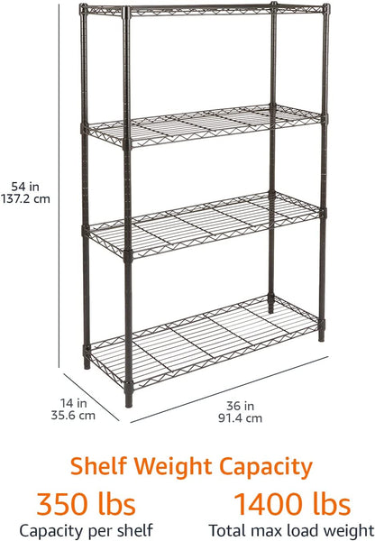 4-Shelf Storage Unit with Height Adjustable Shelves