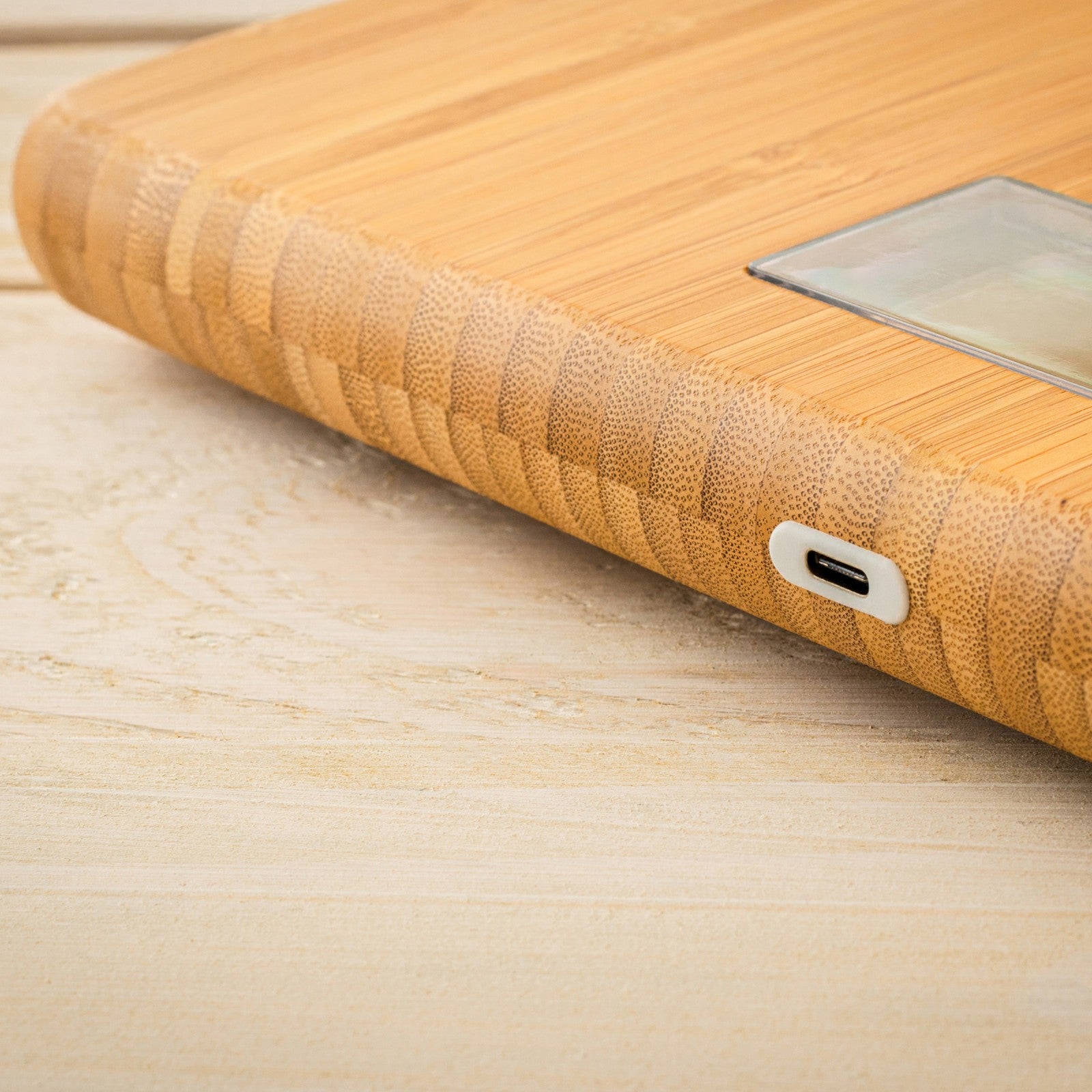 Salter Digital Bathroom Scale FSC Eco Bamboo Platform USB Rechargeable Design