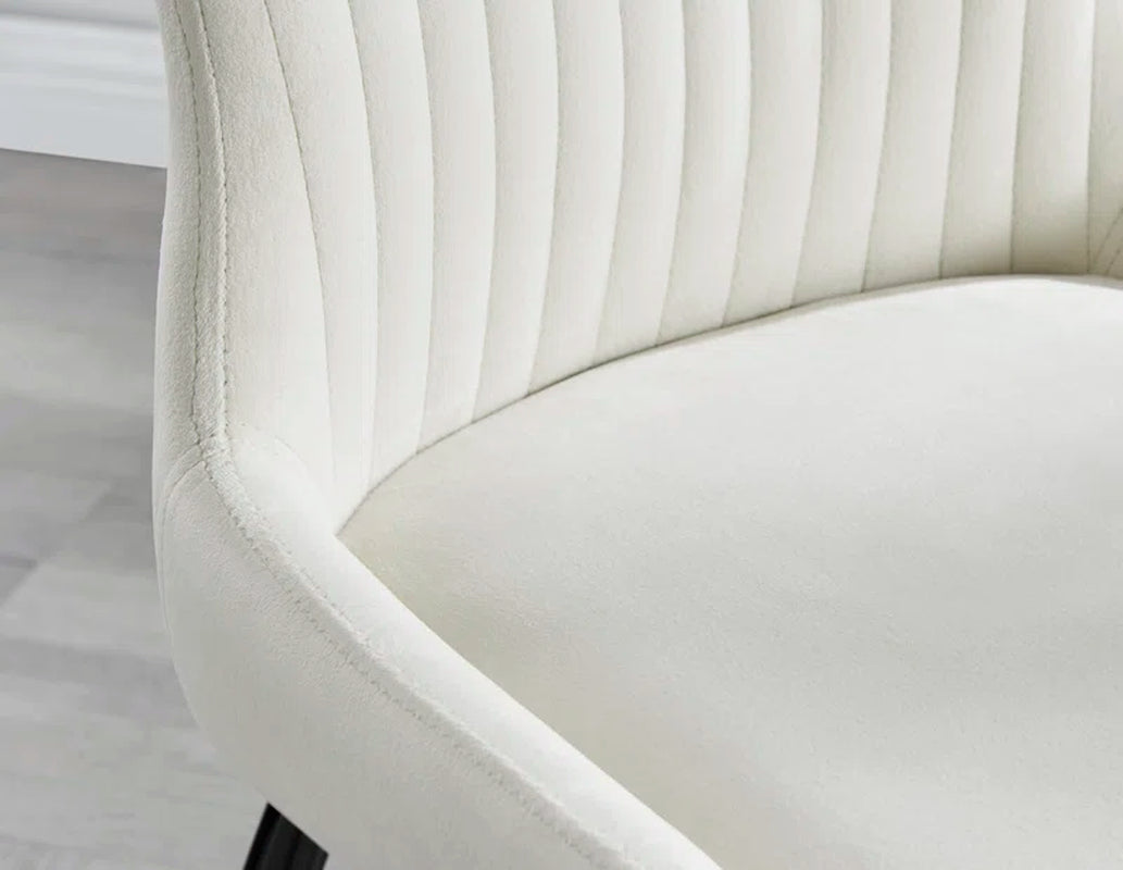 Eubanks 80cm Round Dining Table with White Marble Effect and 2 Velvet Chairs