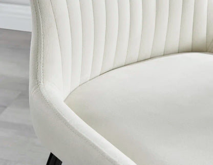 Eubanks 80cm Round Dining Table with White Marble Effect and 2 Velvet Chairs
