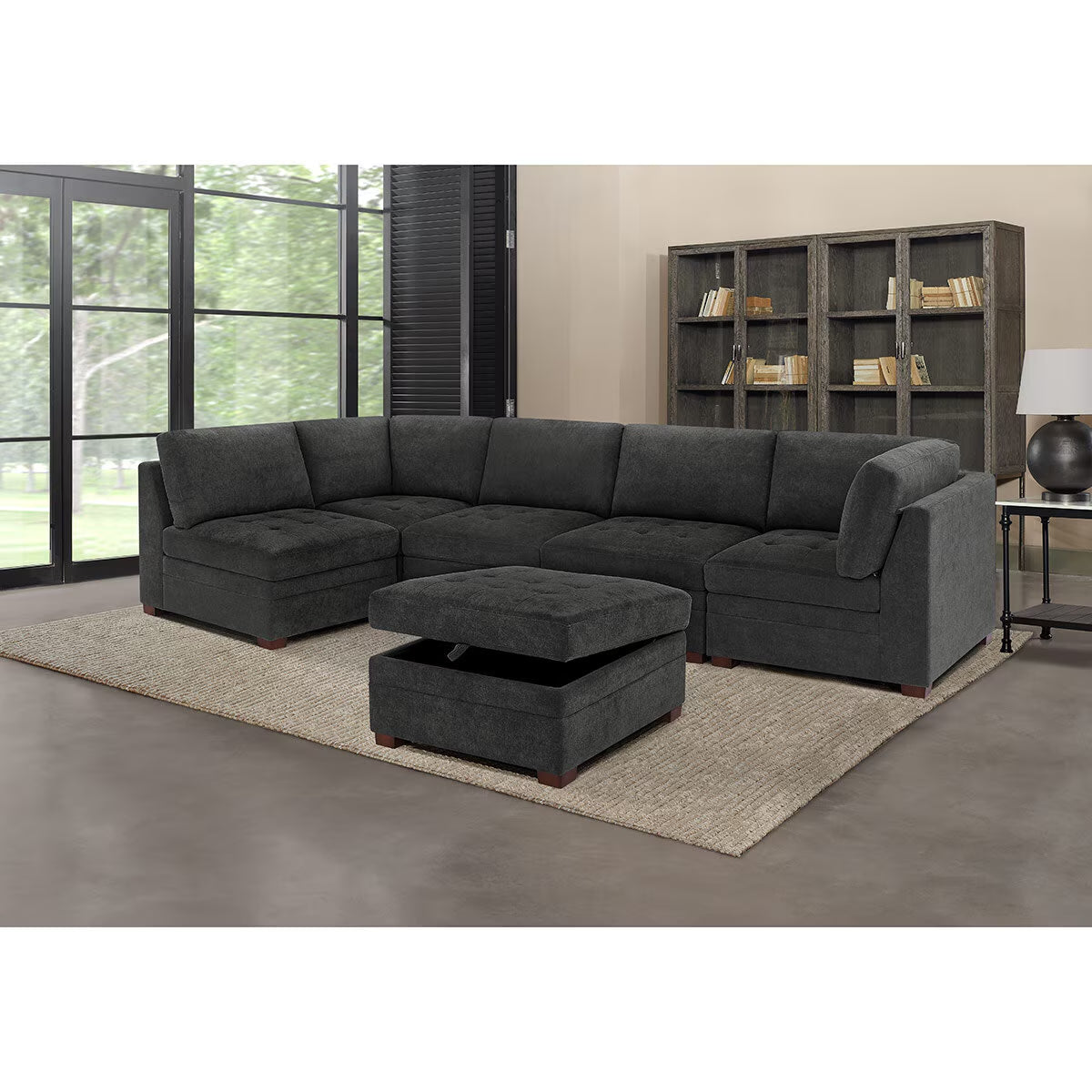 Tisdale Dark Grey Fabric Corner Chair