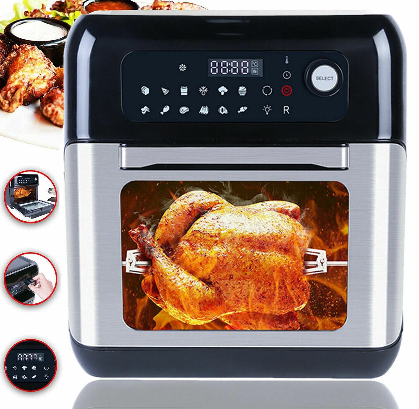 UTEN 10L 1500W Air Fryer Low Fat Healthy Cooker Oil Free Fry Oven Frying Chip XL