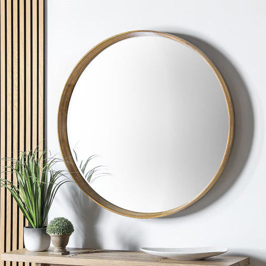 Keaton Oak round Mirror