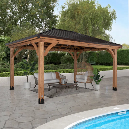 Barrington Cedar Patio Gazebo 4.8m x 3.6m (16ft x 12ft)
