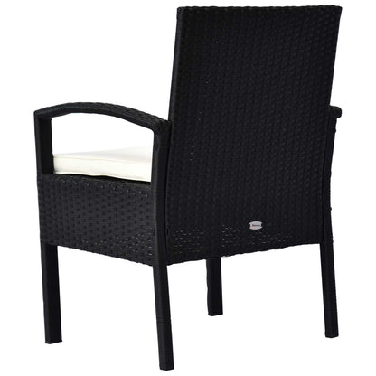 Rattan Bistro Set, 3 Pieces Garden Furniture Set with Cushions