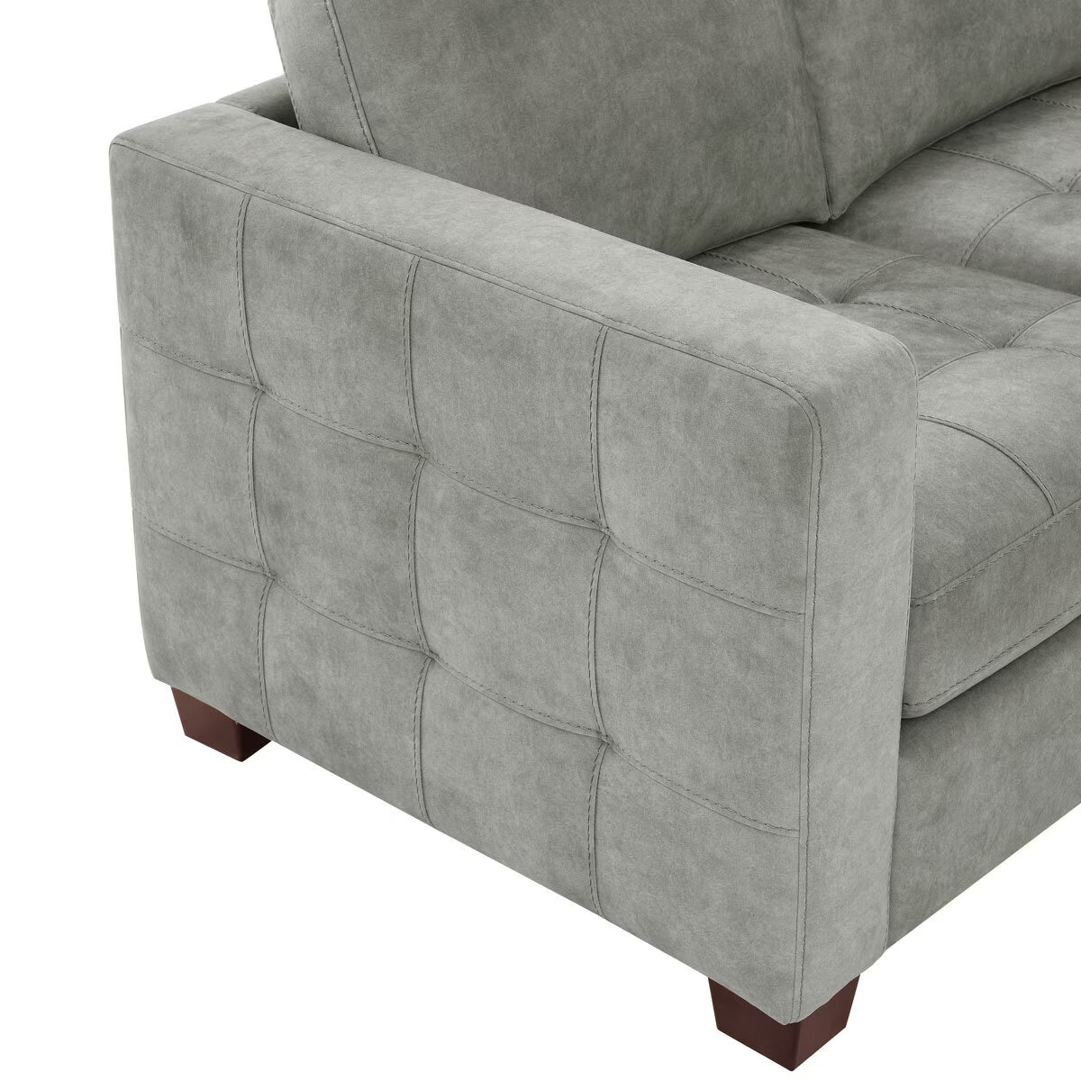 Kylie Grey Fabric Sectional Sofa with Storage Ottoman