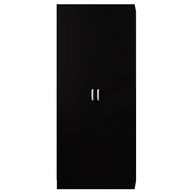 Lycinda Double Wardrobe with Two Doors - Matte Finish, Scratch-Resistant, Brushed Chrome Metal Handles