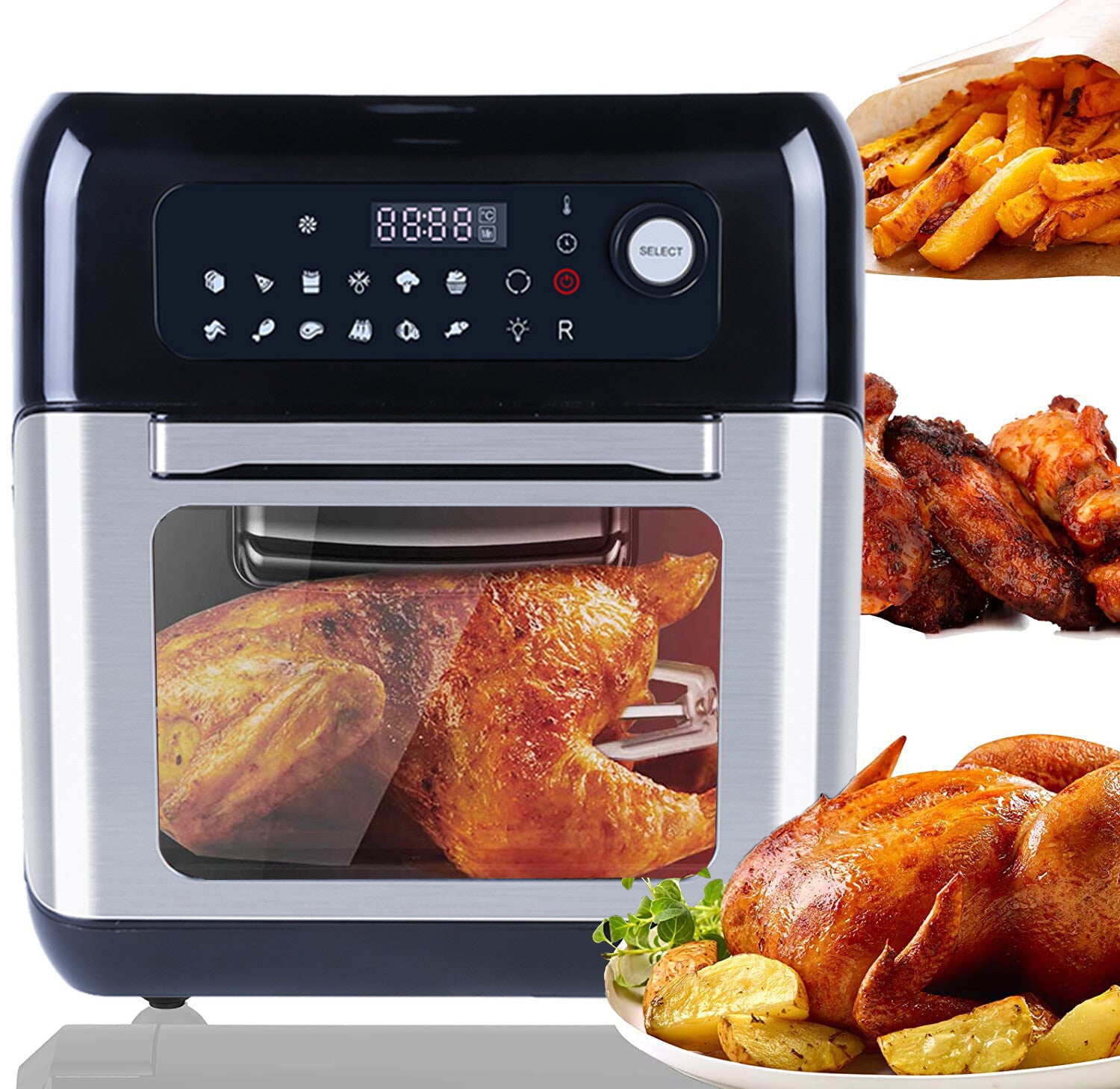 UTEN 10L 1500W Air Fryer Low Fat Healthy Cooker Oil Free Fry Oven Frying Chip XL