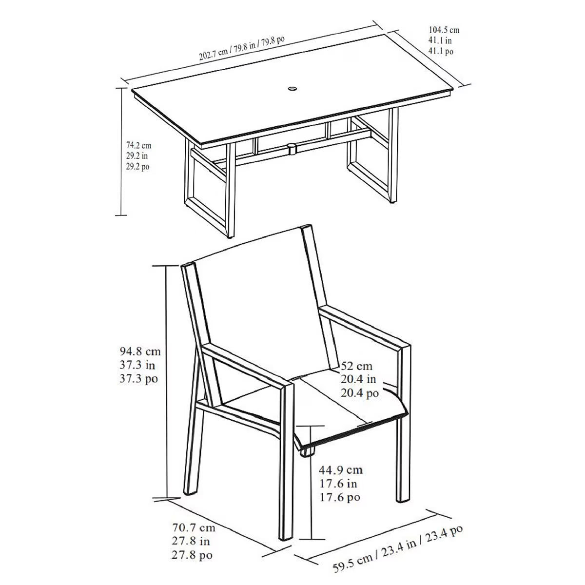 7 Piece Sling Dining Patio Set with Sintered Stone Table Top + Cover