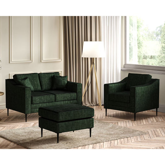 Aspen Green Velvet Footstool