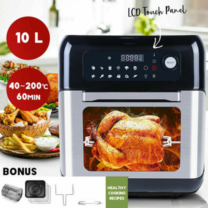 UTEN 10L 1500W Air Fryer Low Fat Healthy Cooker Oil Free Fry Oven Frying Chip XL