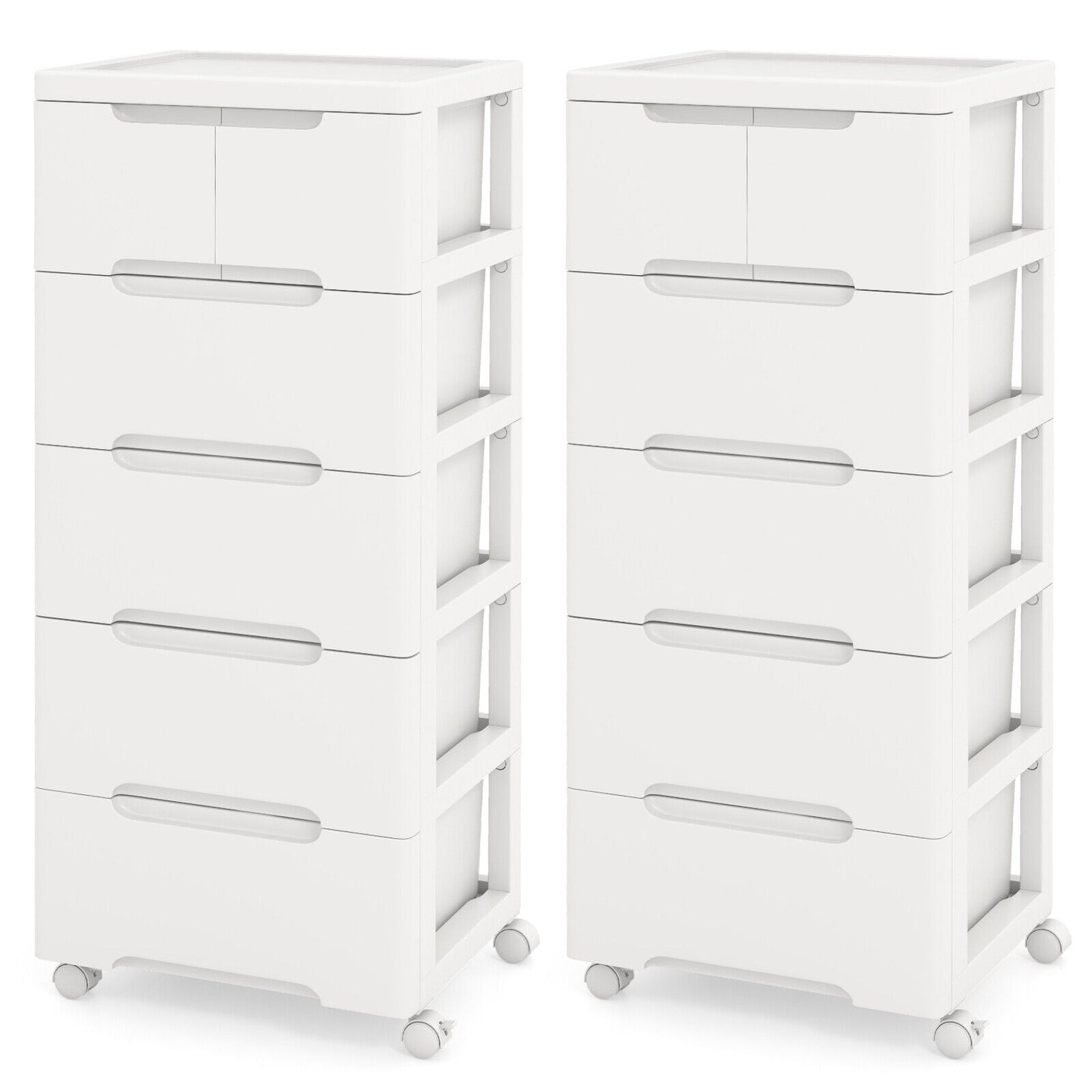 COSTWAY Rolling Storage Cabinet Vertical Storage Unit with 6 Drawers
