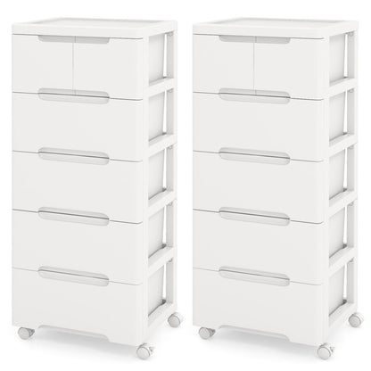 COSTWAY Rolling Storage Cabinet Vertical Storage Unit with 6 Drawers