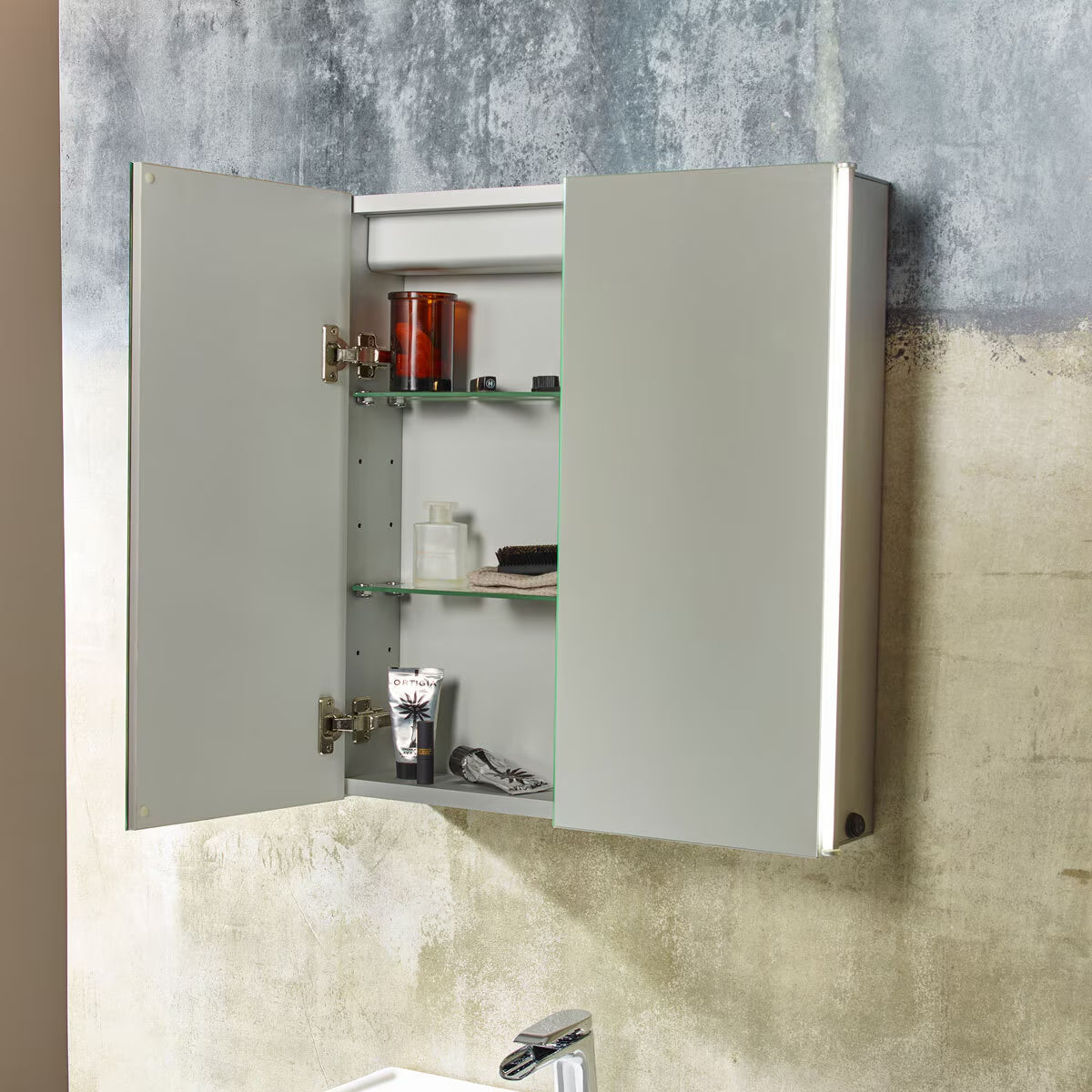 Endure 2 Door Mirror Cabinet, 65 X 65 X 13.6 Cm