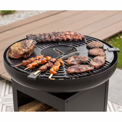 Mantanzas Wood Burning Fire Bowl with Grill and Wood Storage