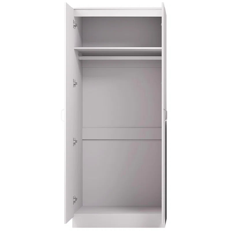 Lycinda Double Wardrobe with Two Doors - Matte Finish, Scratch-Resistant, Brushed Chrome Metal Handles