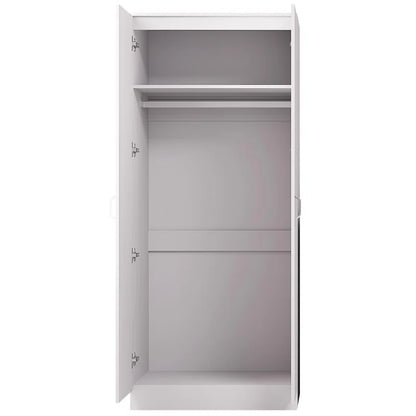 Lycinda Double Wardrobe with Two Doors - Matte Finish, Scratch-Resistant, Brushed Chrome Metal Handles
