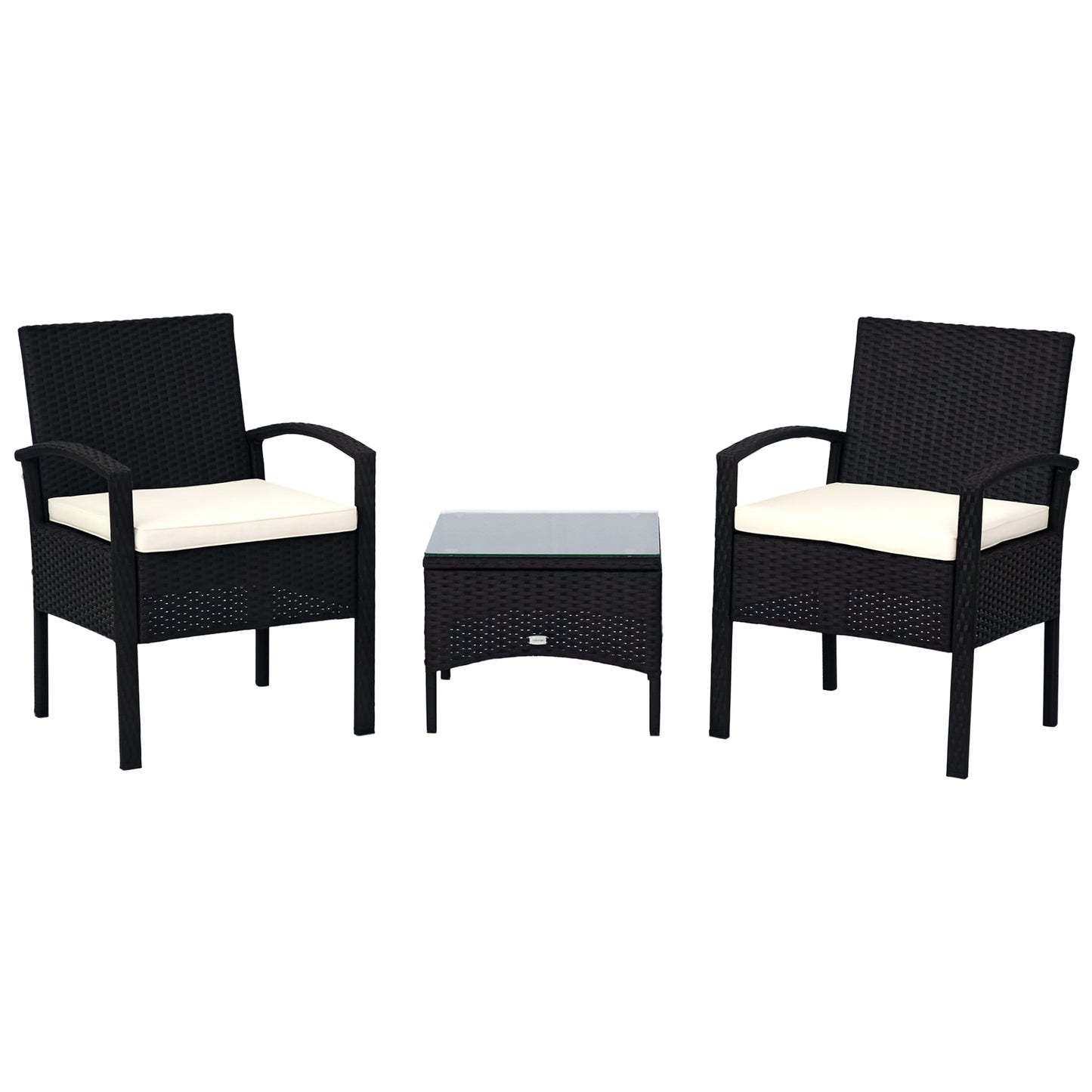 Rattan Bistro Set, 3 Pieces Garden Furniture Set with Cushions