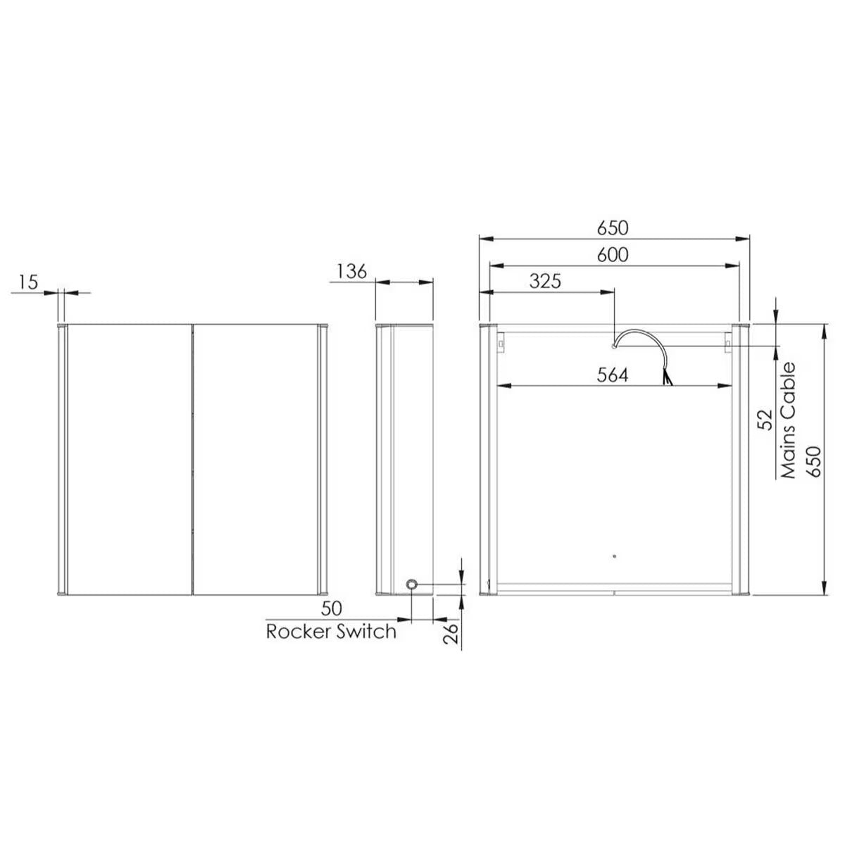 Endure 2 Door Mirror Cabinet, 65 X 65 X 13.6 Cm
