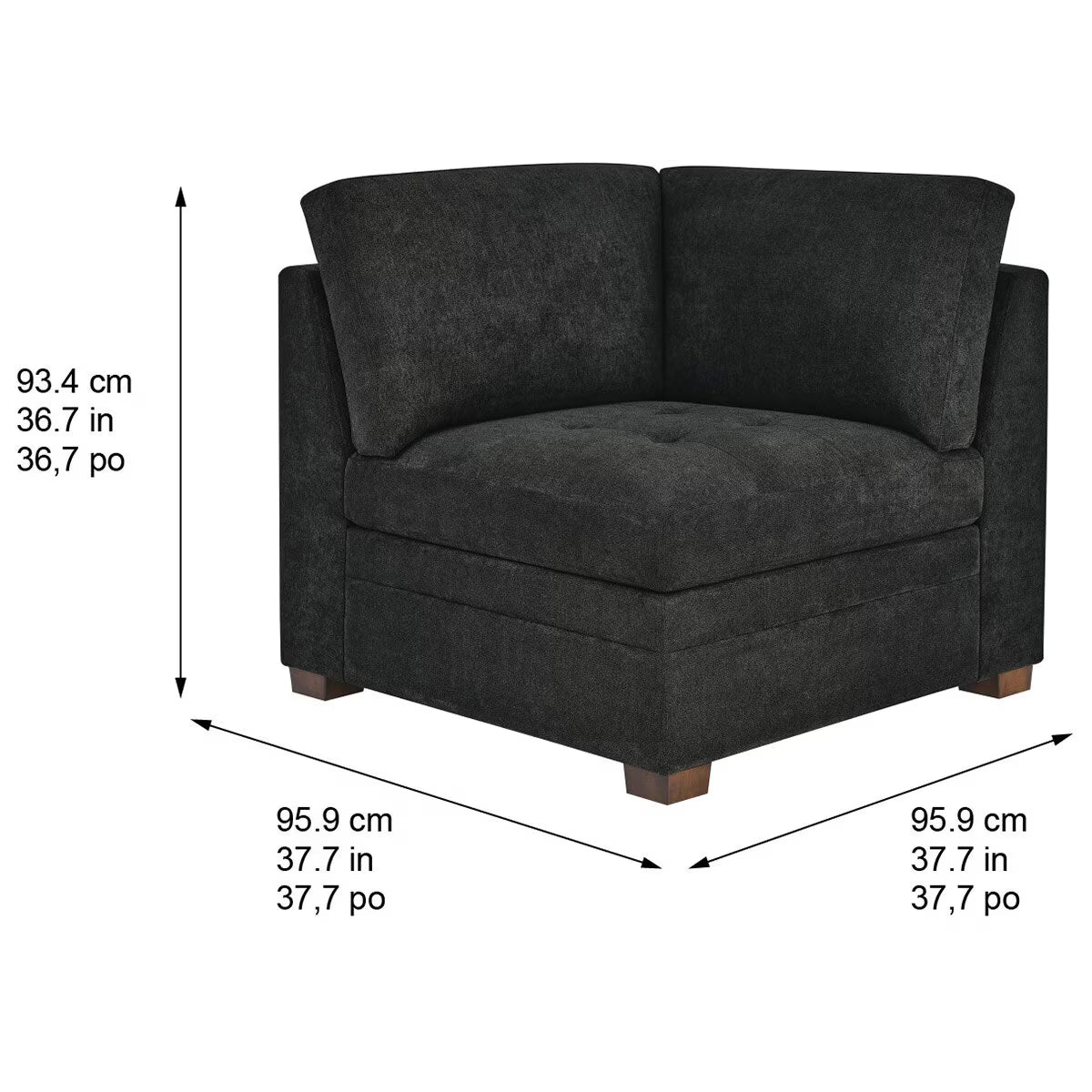 Tisdale Dark Grey Fabric Corner Chair