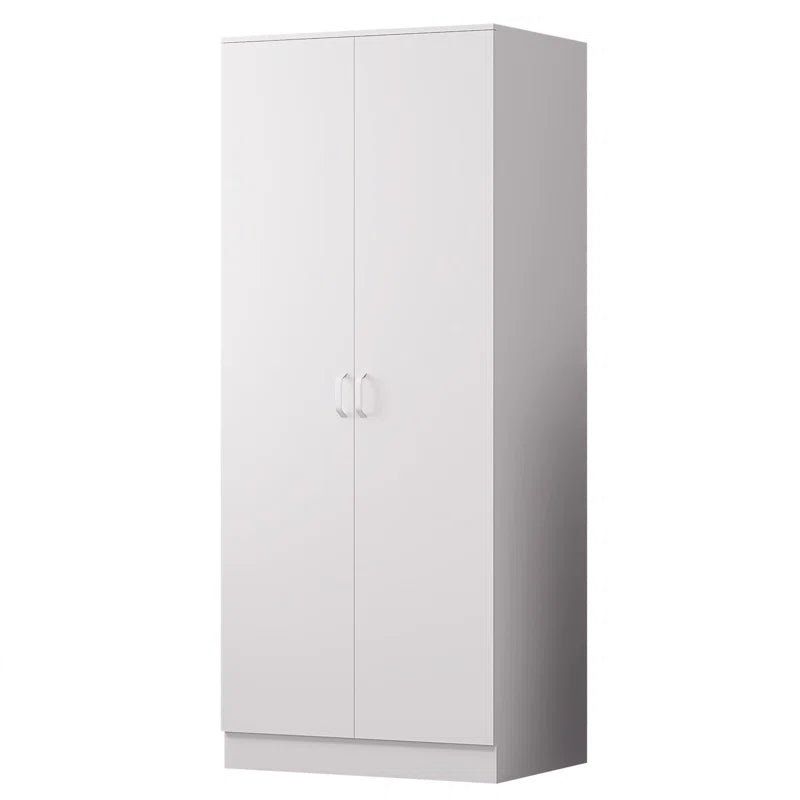 Lycinda Double Wardrobe with Two Doors - Matte Finish, Scratch-Resistant, Brushed Chrome Metal Handles