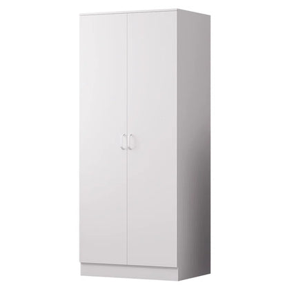 Lycinda Double Wardrobe with Two Doors - Matte Finish, Scratch-Resistant, Brushed Chrome Metal Handles