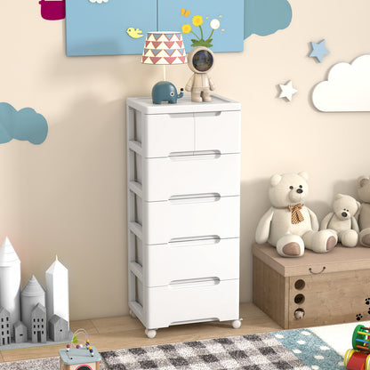 COSTWAY Rolling Storage Cabinet Vertical Storage Unit with 6 Drawers