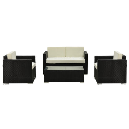 4 Pieces Rattan Sofa Set Chair Seat Furniture Patio Wicker Steel Black Garden
