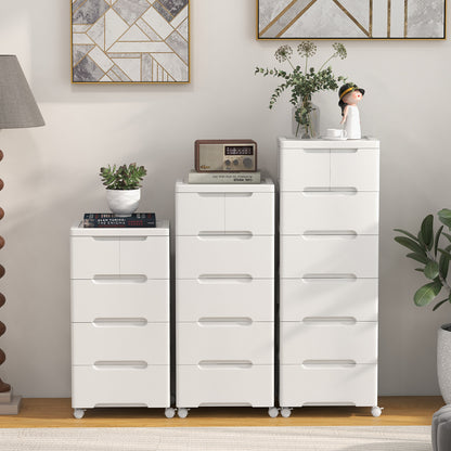 COSTWAY Rolling Storage Cabinet Vertical Storage Unit with 6 Drawers