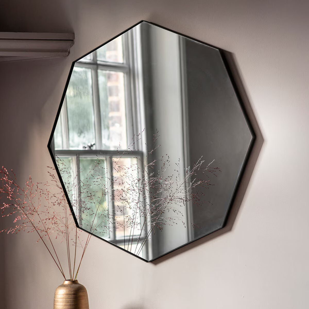 Bowie Black Octagon Mirror, 80Cm