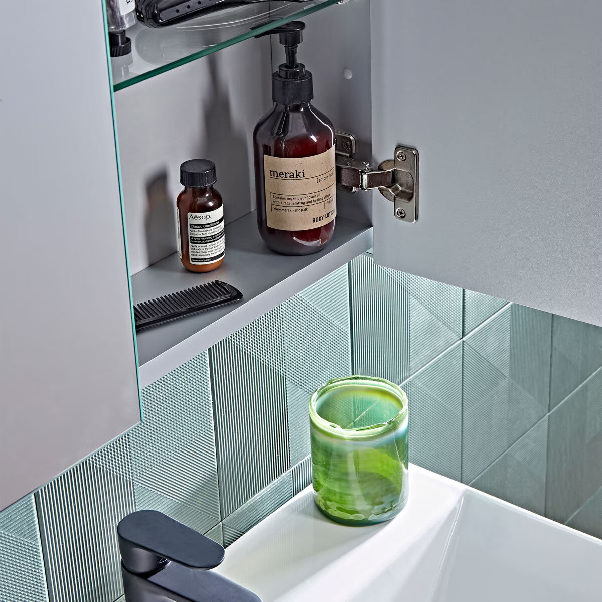 Endure 2 Door Mirror Cabinet, 65 X 65 X 13.6 Cm
